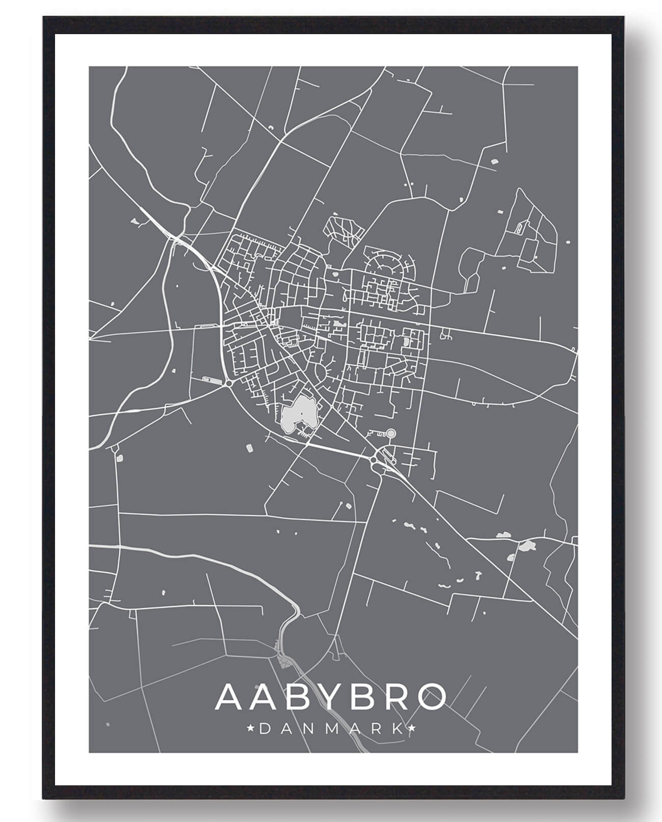 Aabybro By Plakat Grå