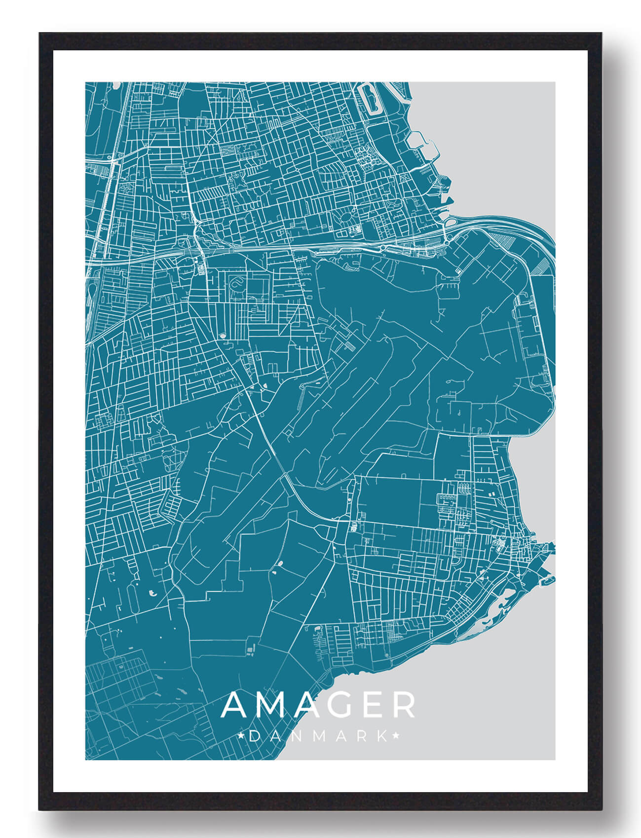 Amager By Plakat Blå