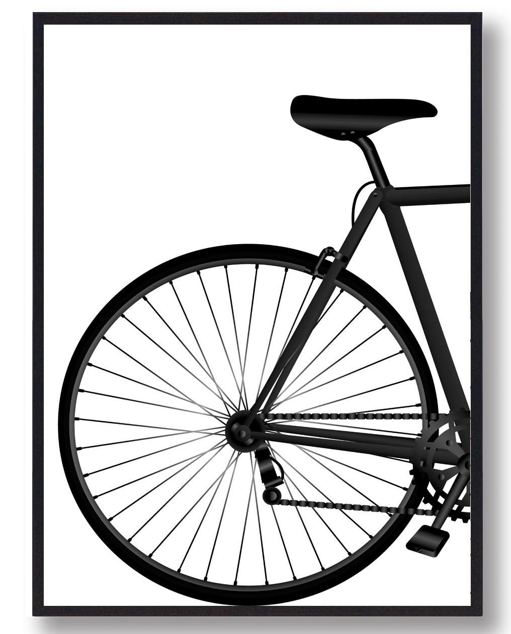 Cykelbaghjul Plakat  Sort