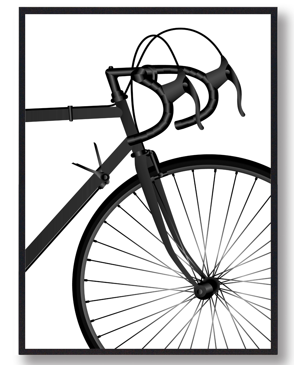 Cykelforhjul Plakat  Sort