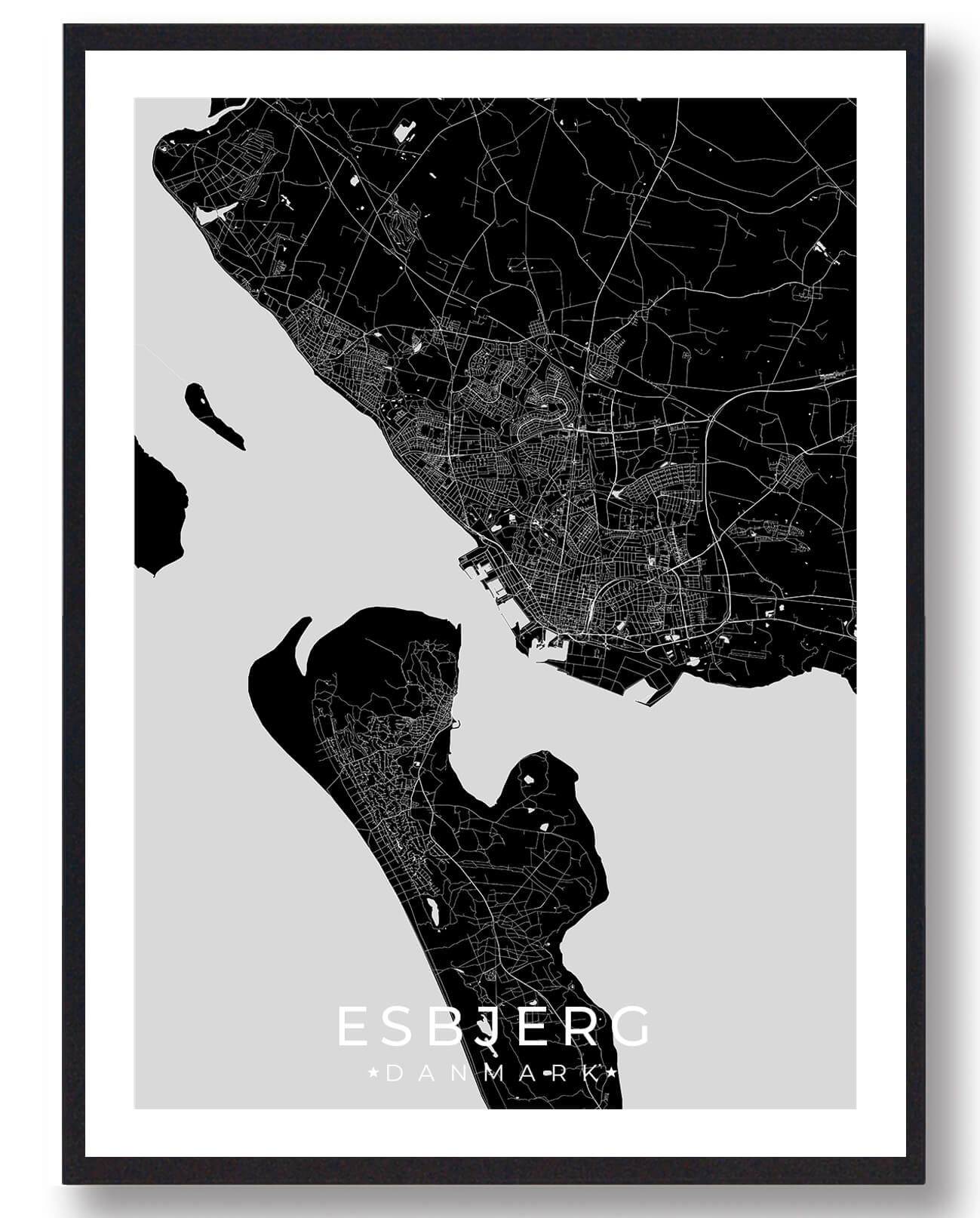 Esbjerg By Plakat Sort