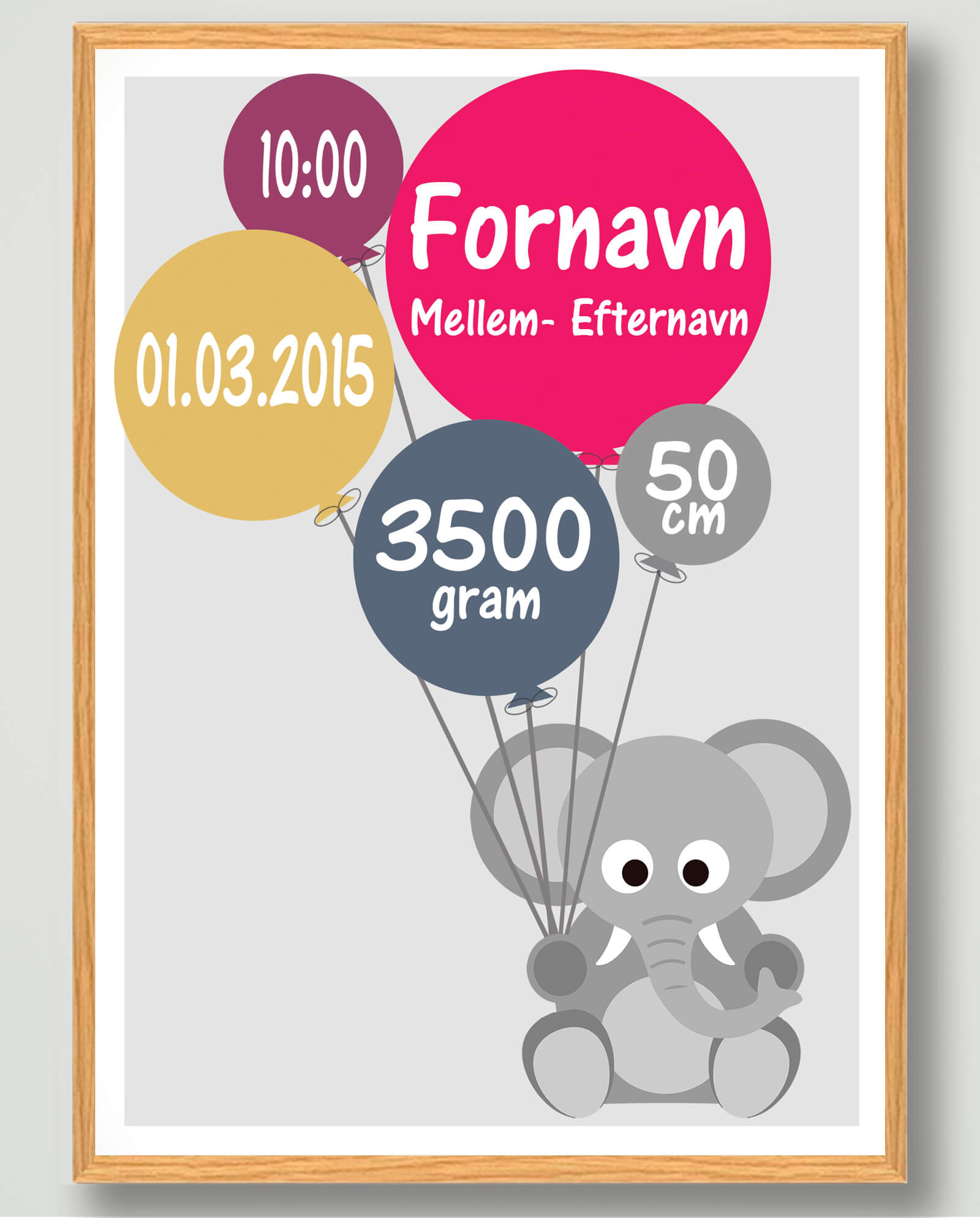 Fødselsplakat Elefant