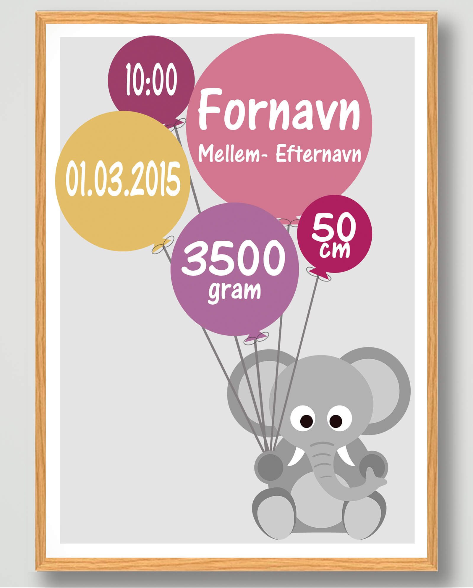 Fødselsplakat Elefant