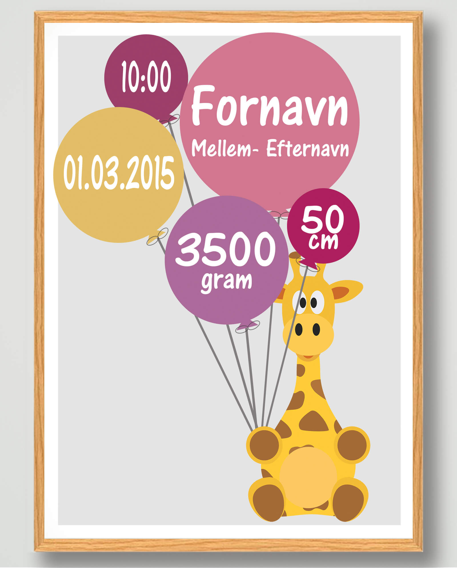 Fødselsplakat Giraf