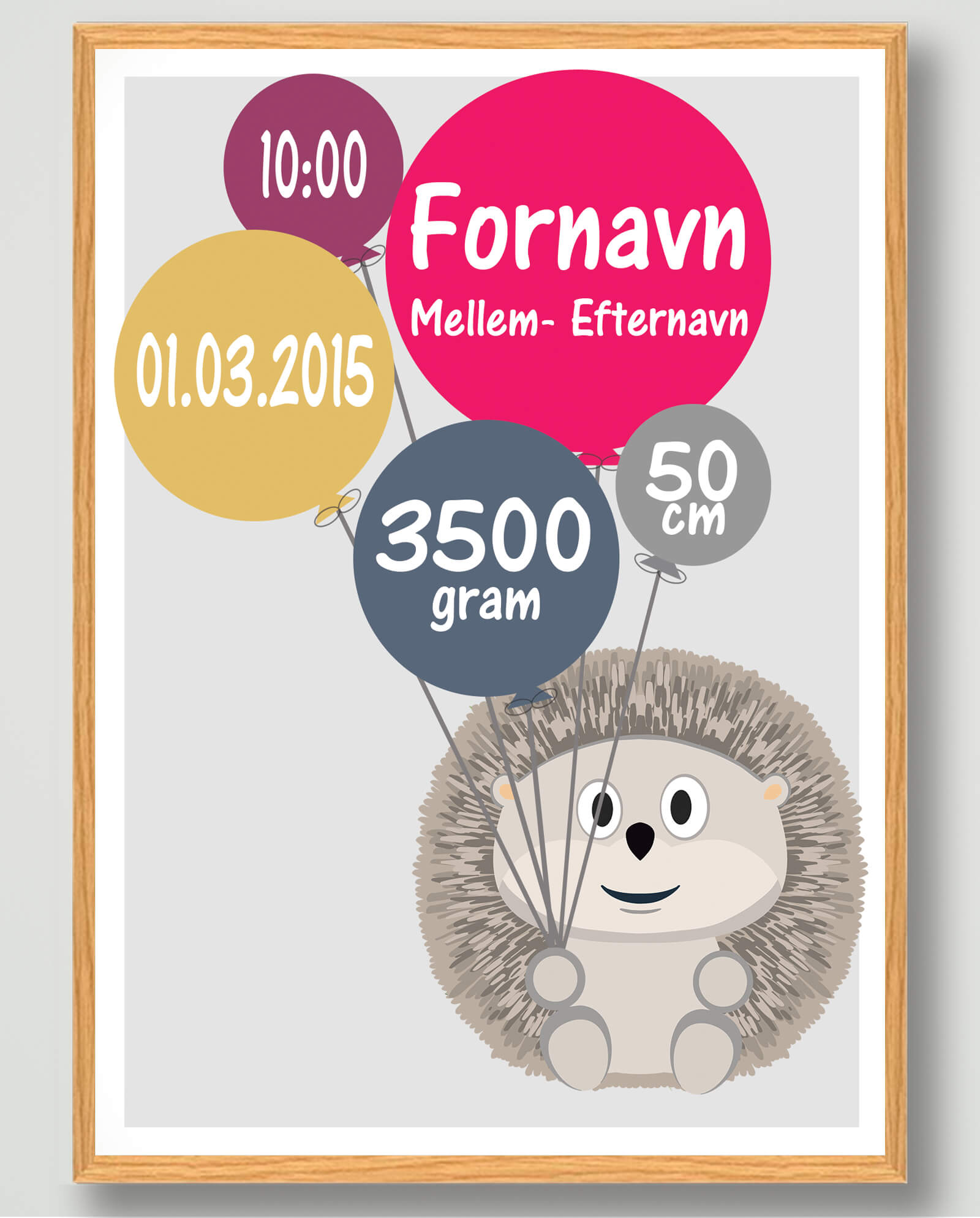 Fødselsplakat Pindsvin