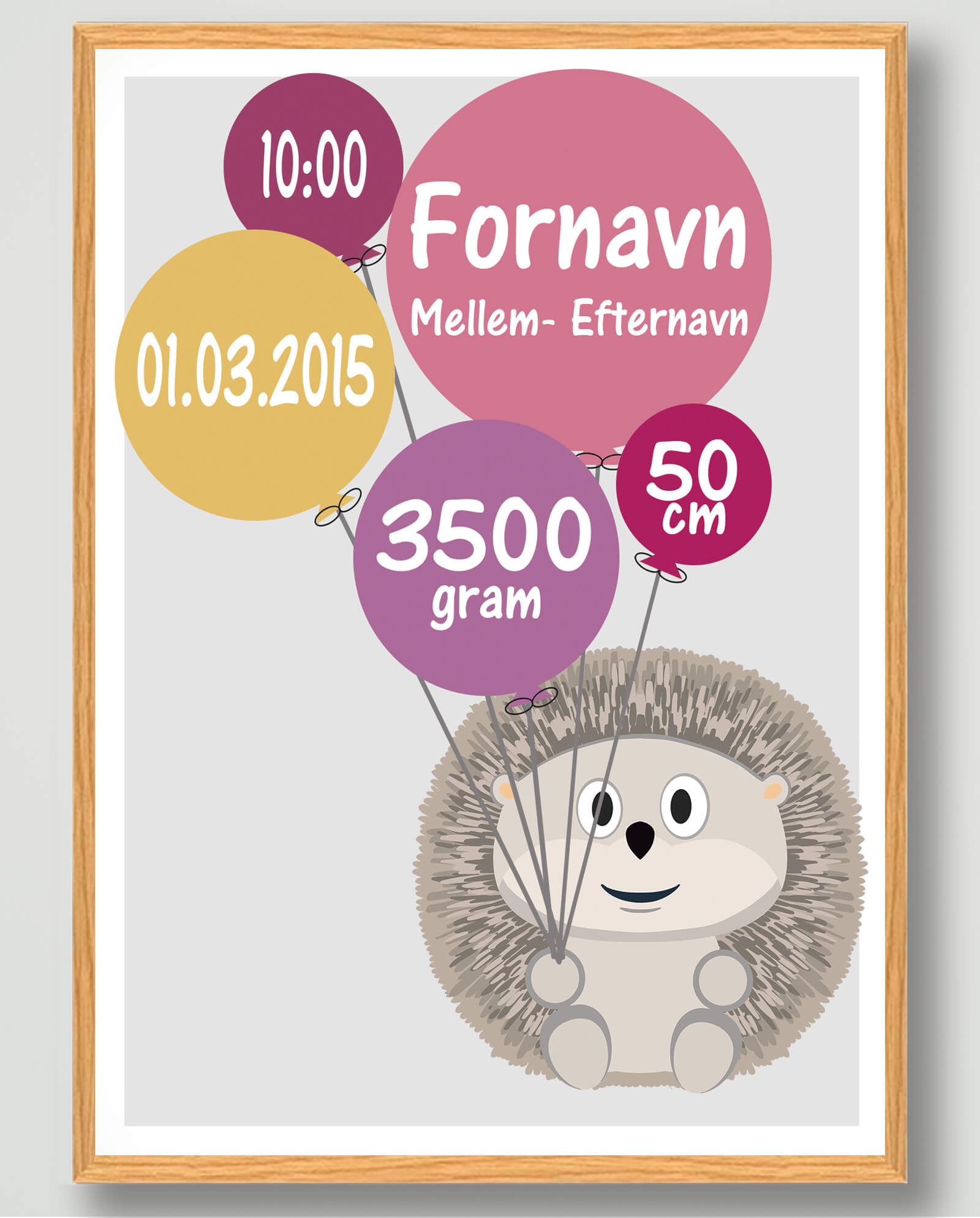 Fødselsplakat Pindsvin