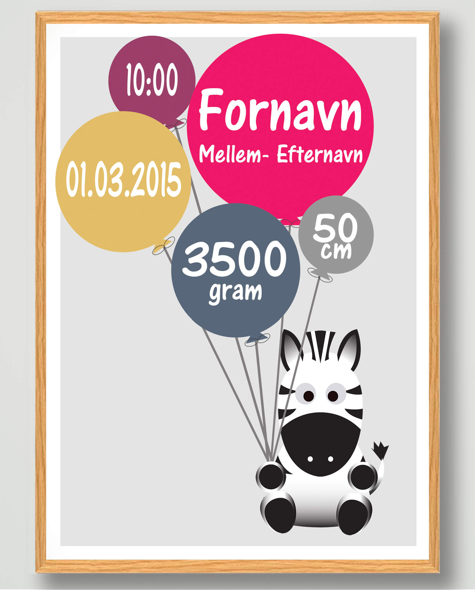 Fødselsplakat Zebra