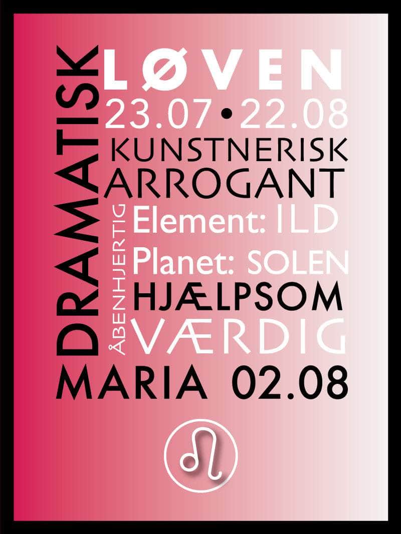 Løven Stjernetegn Med Tekst Plakat