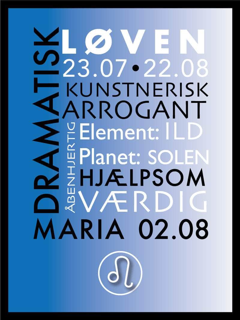 Løven Stjernetegn Med Tekst Plakat