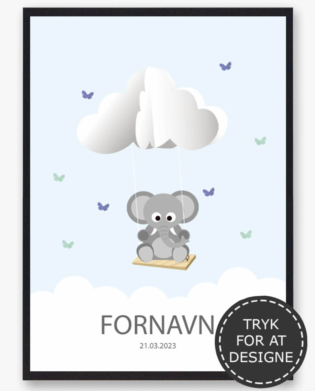 Navnetavle Elefant Plakat