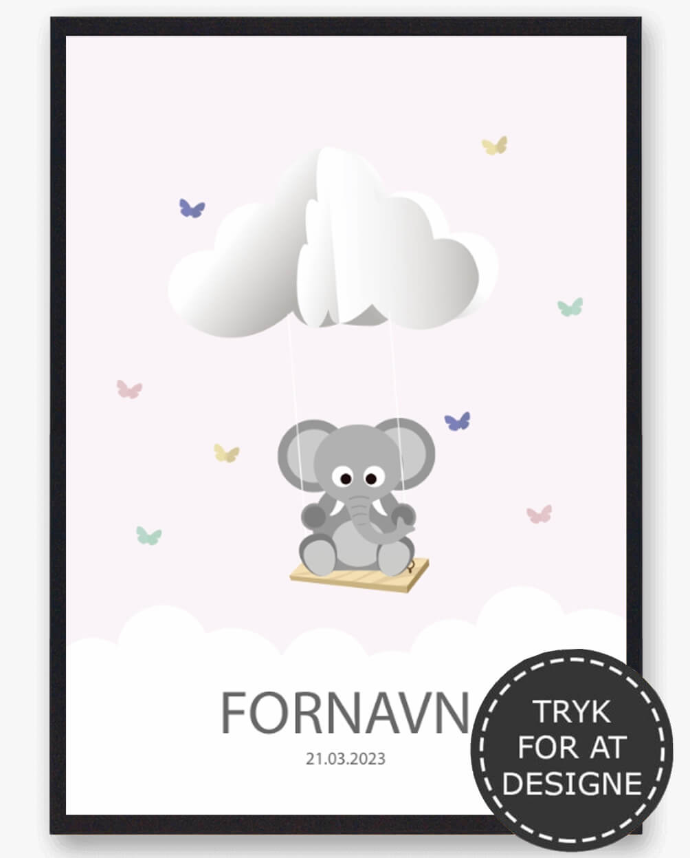 Navnetavle Elefant Plakat