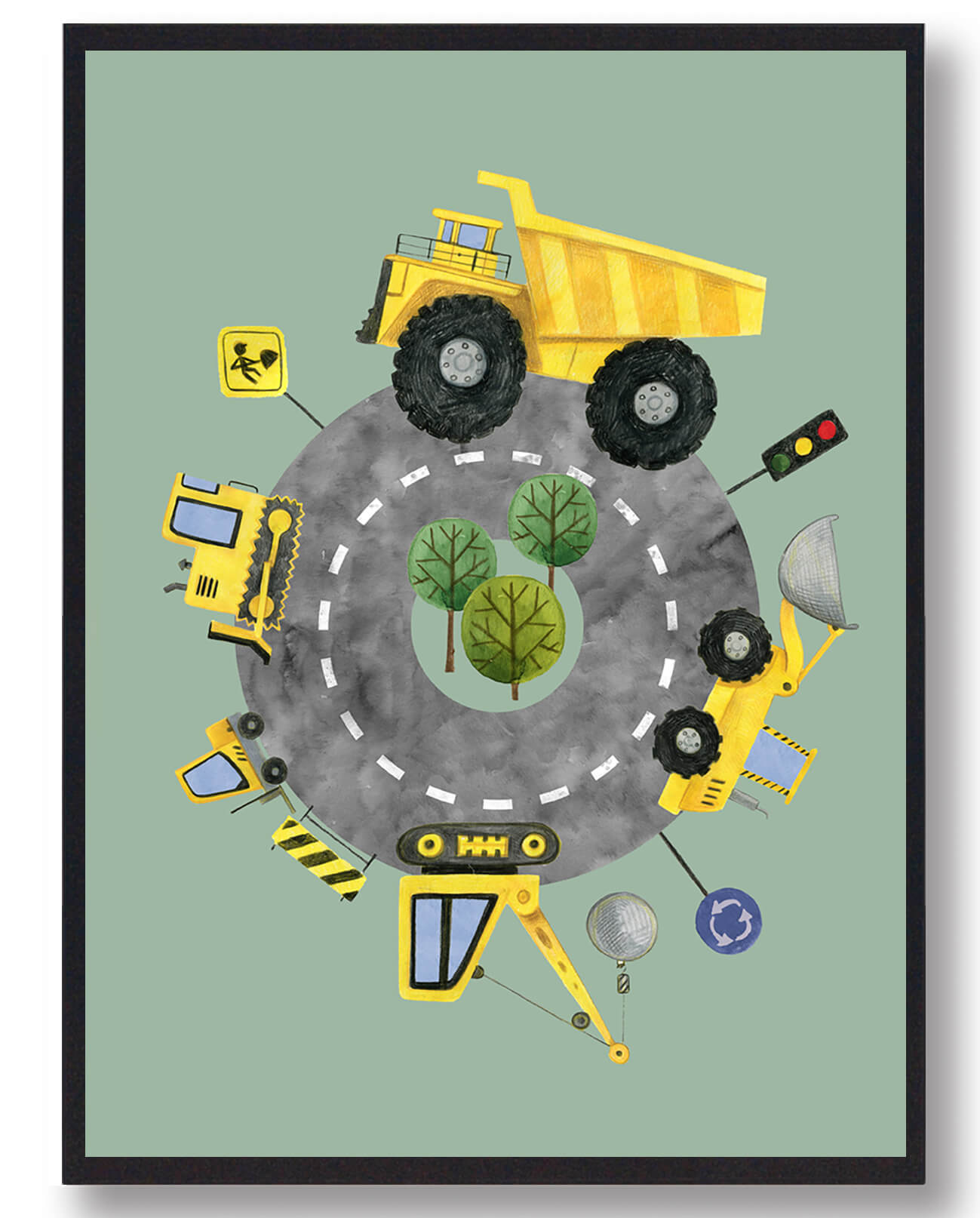 -vejbane Håndtegnet Plakat  Grøn