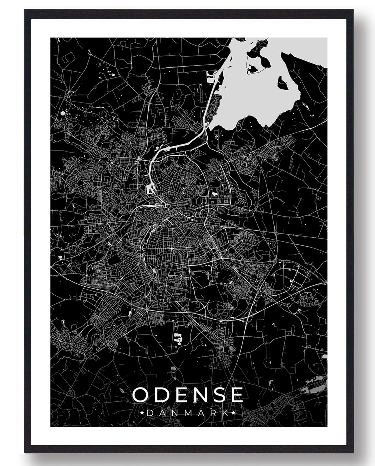 Odense By Plakat Sort