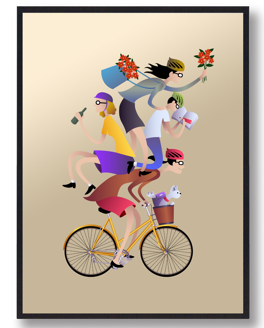Sjov På Cyklen Plakat  Farve