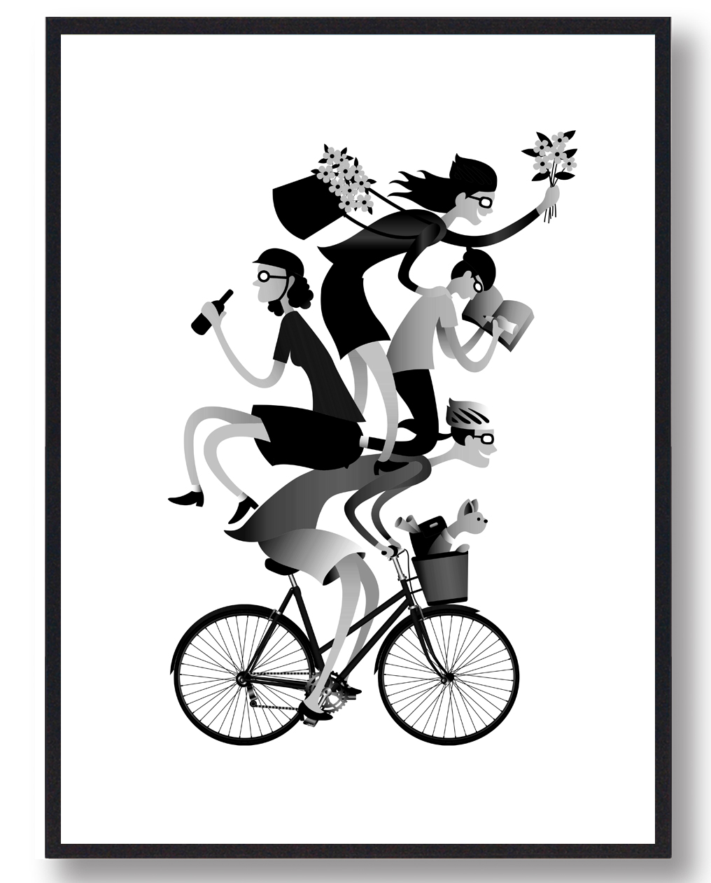 Sjov På Cyklen Plakat  Sort
