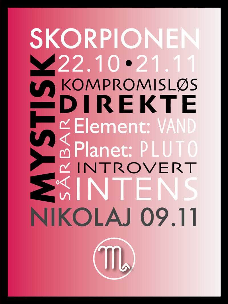 Skorpionen Stjernetegn Med Tekst Plakat