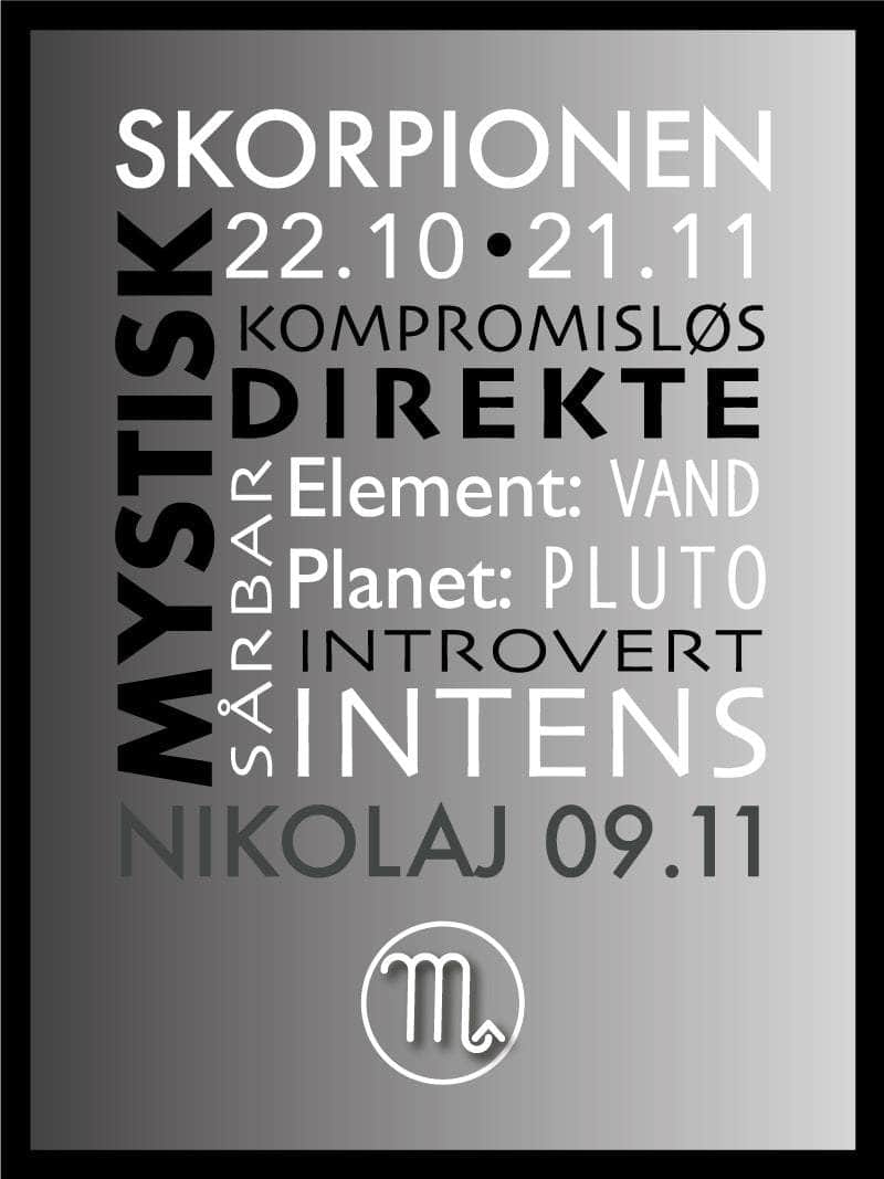 Skorpionen Stjernetegn Med Tekst Plakat