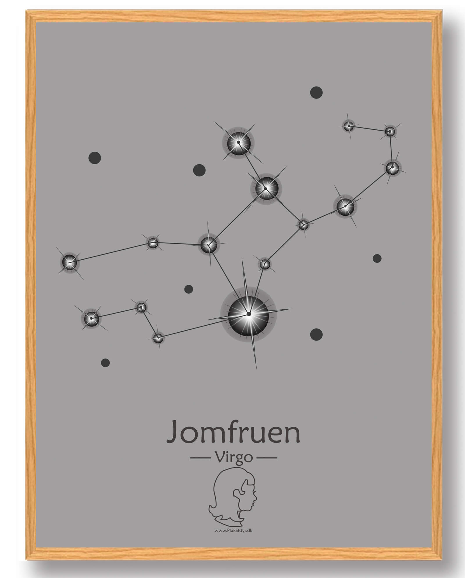 Stjernebillede Jomfruen  Grå  Plakat