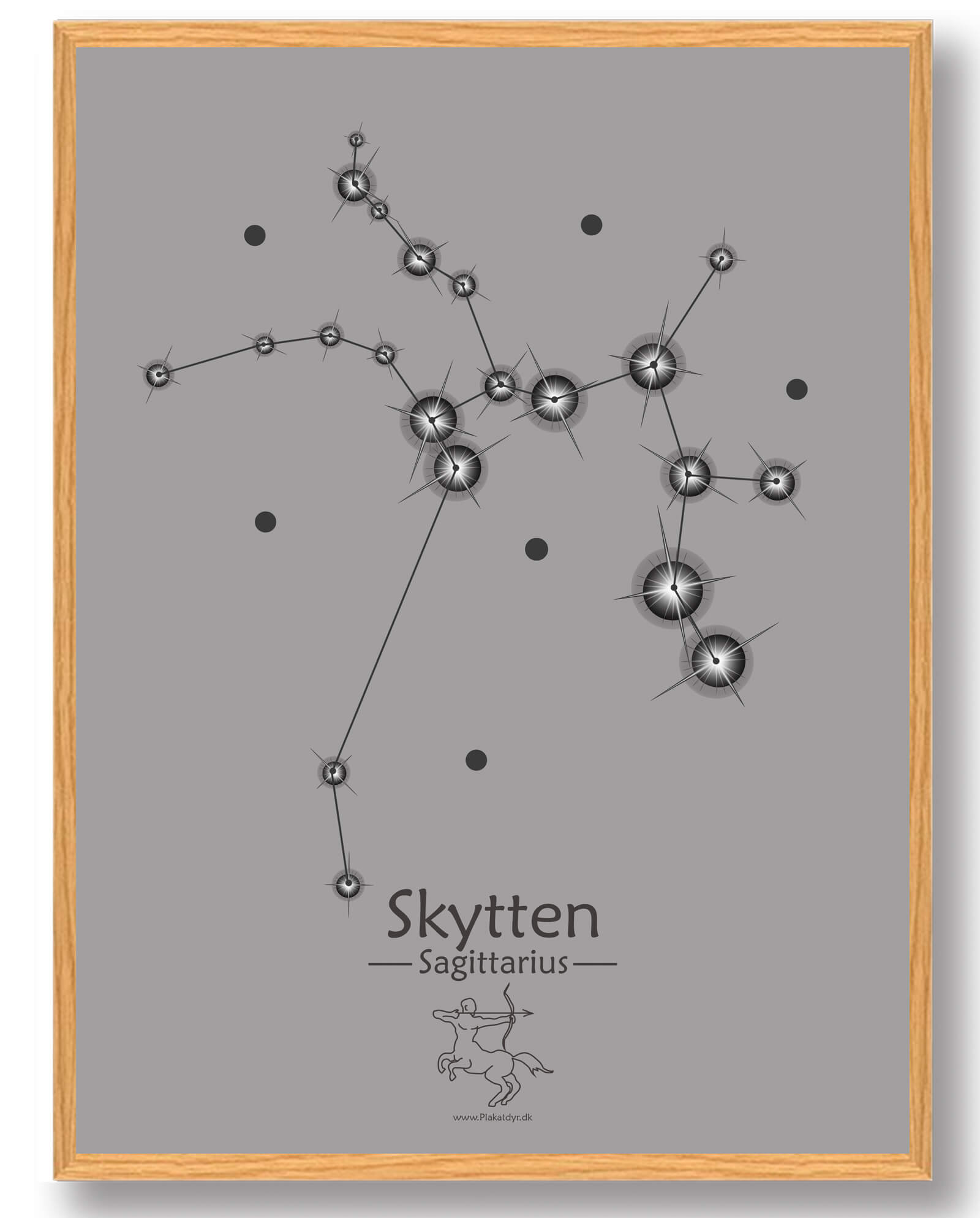 Stjernebillede Skytten  Grå  Plakat