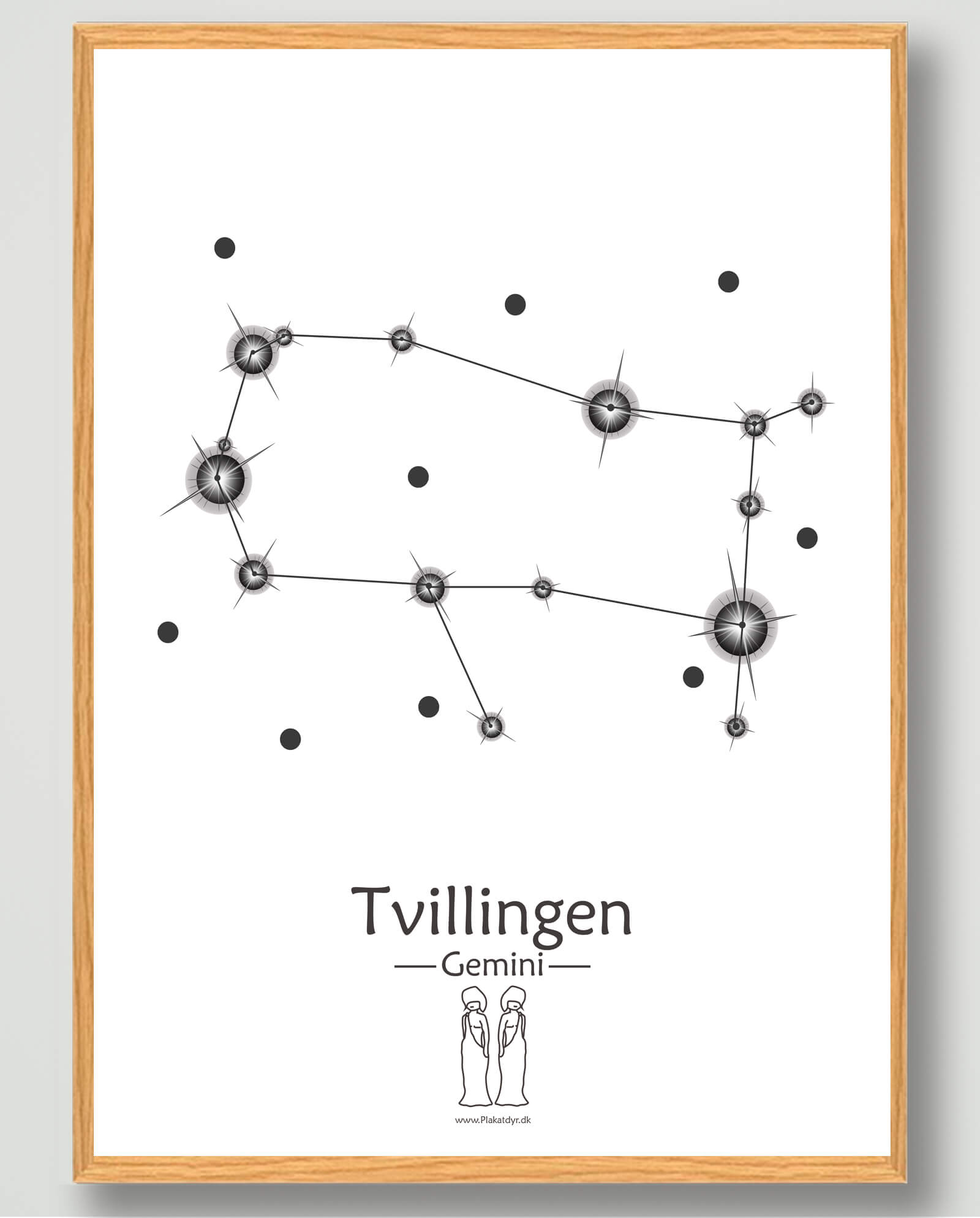 Stjernebillede Tvillingen  Hvid  Plakat
