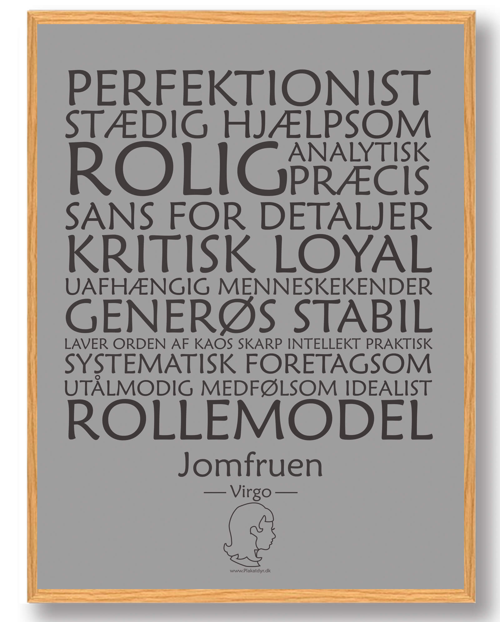 Stjernetegn Jomfruen  Grå  Plakat