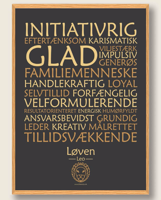 Stjernetegn Løven  Sort  Plakat