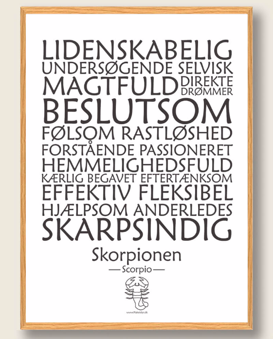 Stjernetegn Skorpionen  Hvid  Plakat