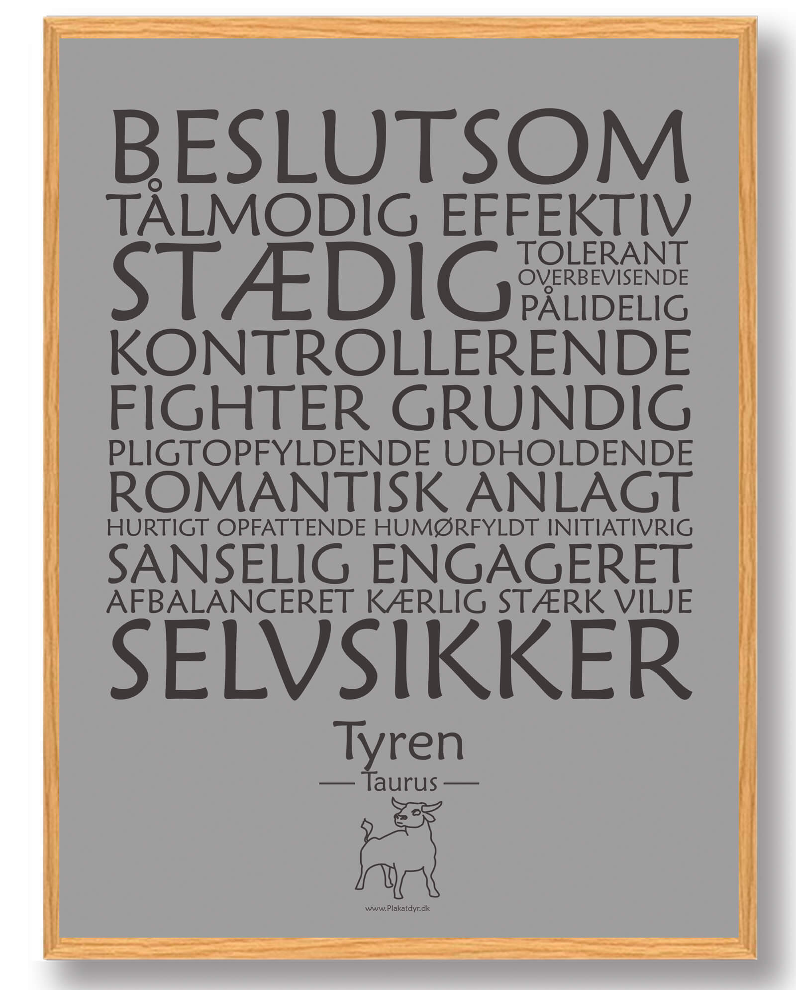 Stjernetegn Tyren  Grå  Plakat