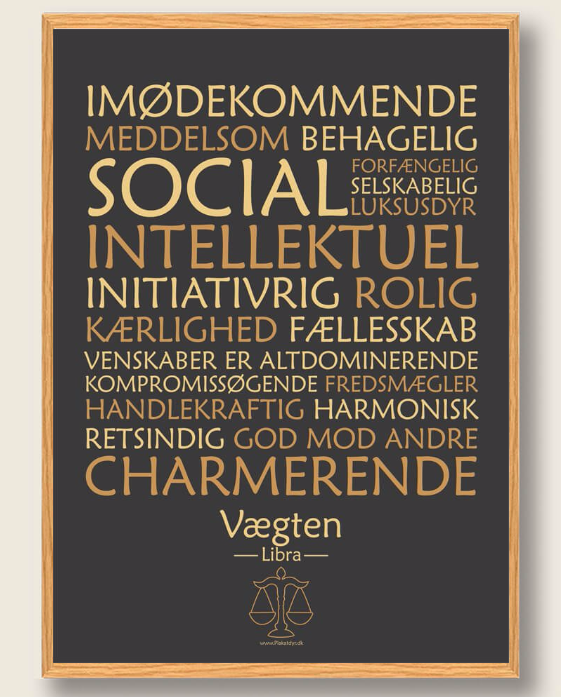 Stjernetegn Vægten  Sort  Plakat