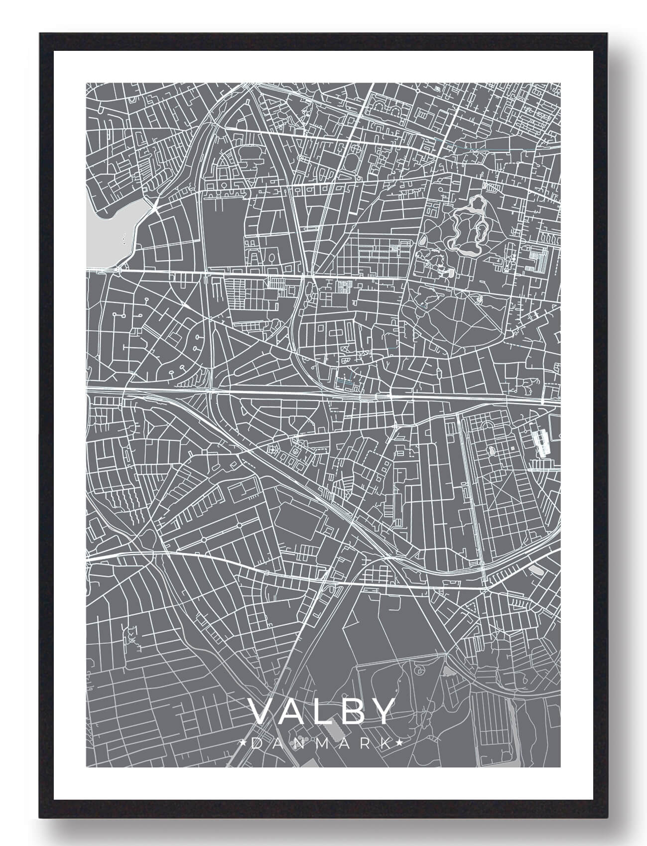 Valby By Plakat Grå