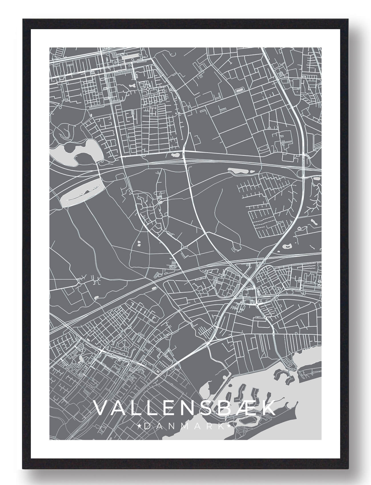 Vallensbæk By Plakat Grå