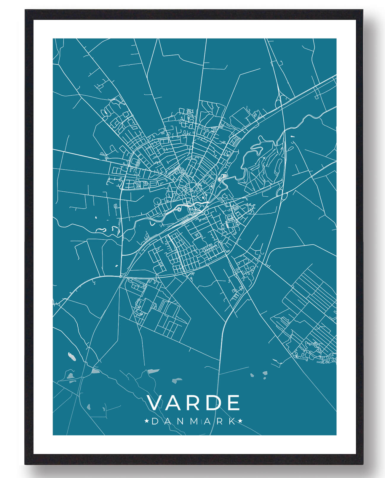 Varde By Plakat Blå