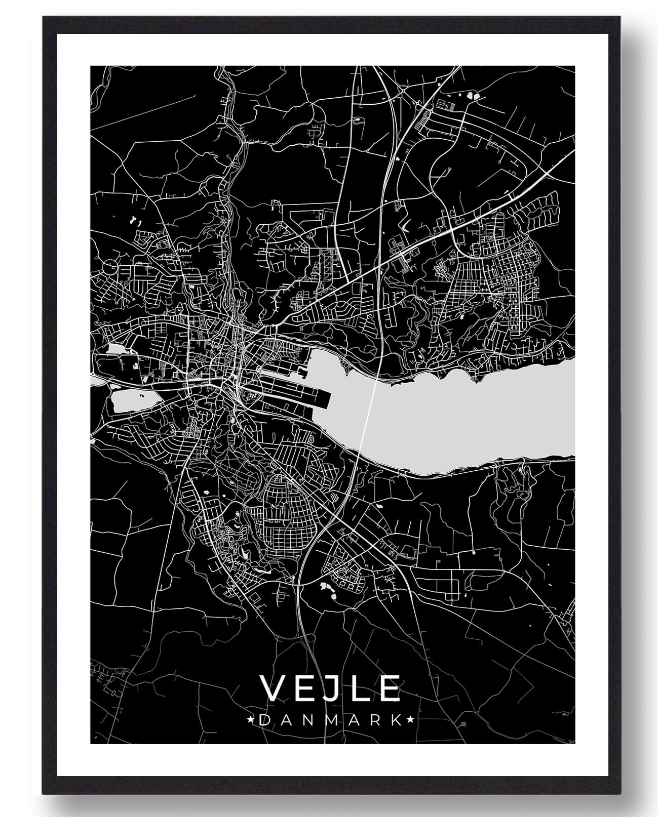 Vejle By Plakat Sort