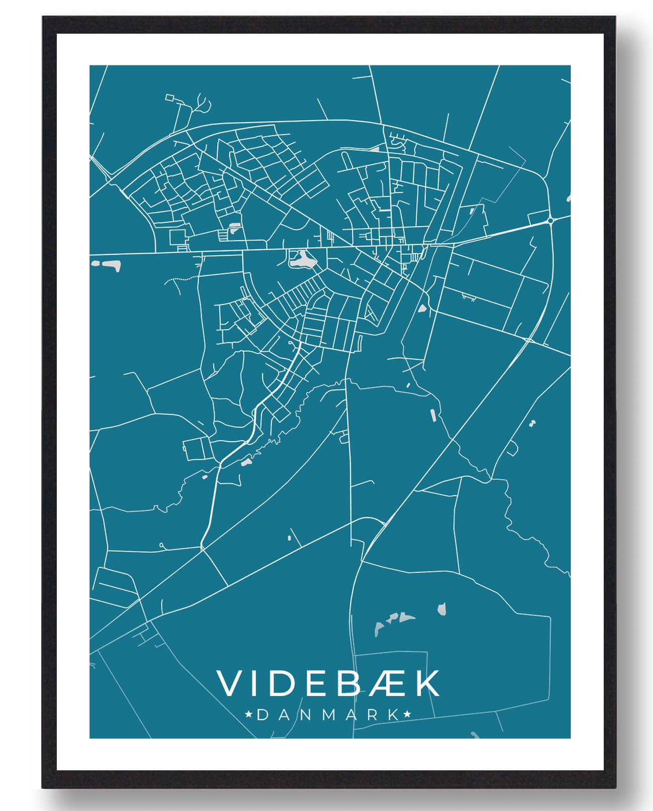 Videbæk By Plakat Blå