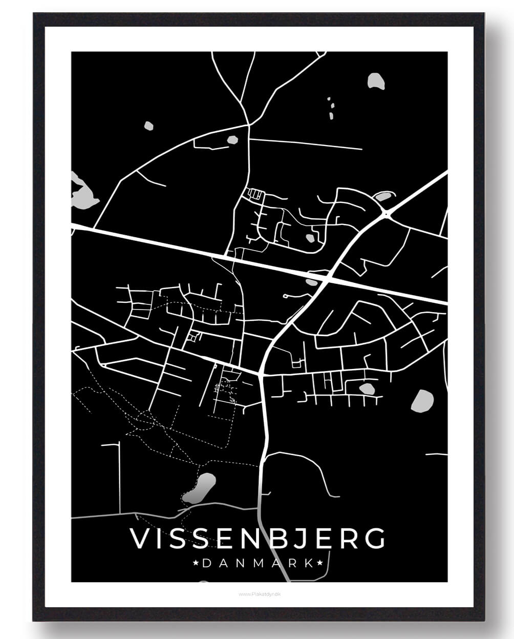 Vissenbjerg By Plakat Sort