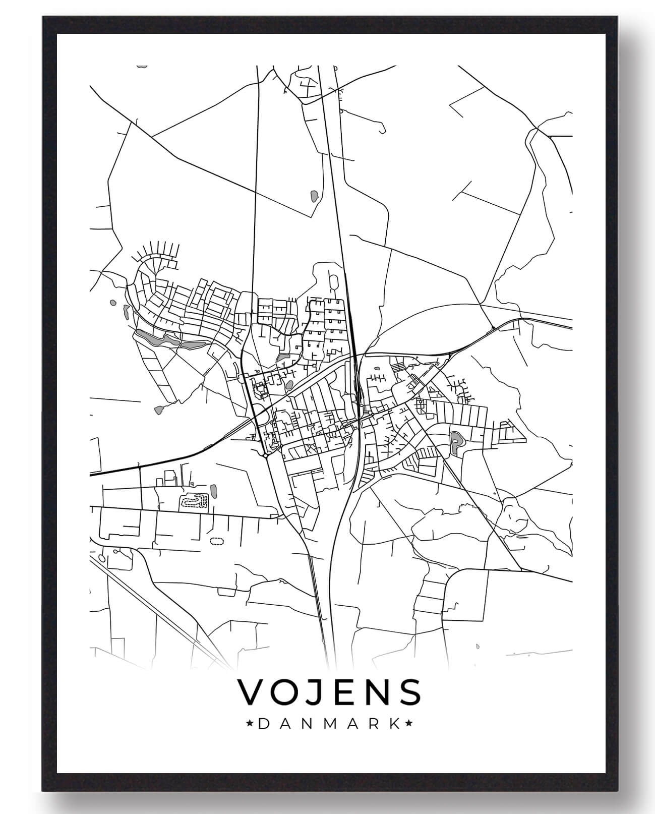 Vojens By Plakat Hvid