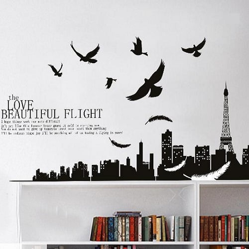 Paris Med Fugle Wallsticker