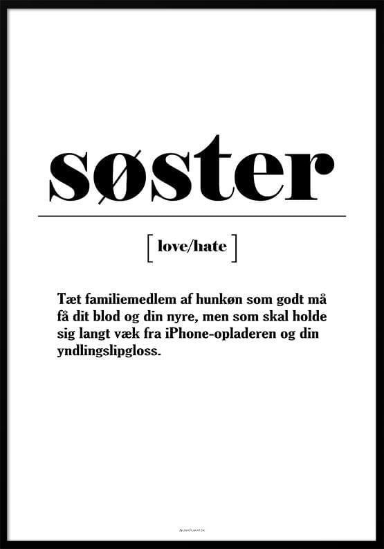Plakat Med Sjov Definition Af Søster