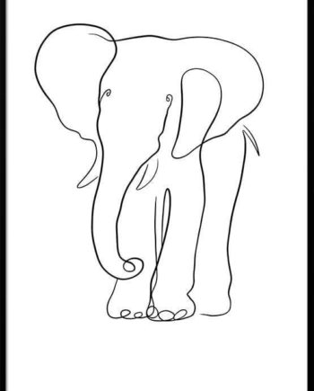 Stregtegning Plakat Med Elefant
