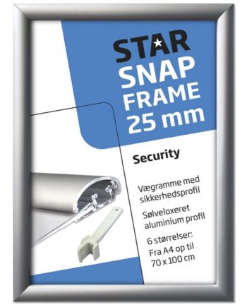 Alu Security Klapramme  Sølv  25 Mm Profil
