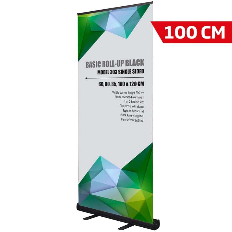 Basic Roll-up Kassette Enkeltsidet Sort 100 Cm