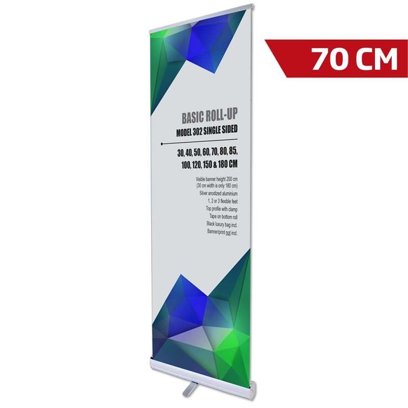 Basic Roll-up Kassette Enkeltsidet Alu Sølv 70 Cm