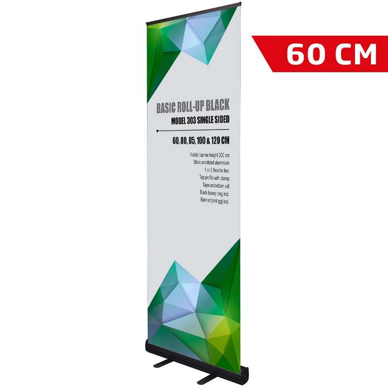 Basic Roll-up Kassette Sort Enkeltsidet 60 Cm