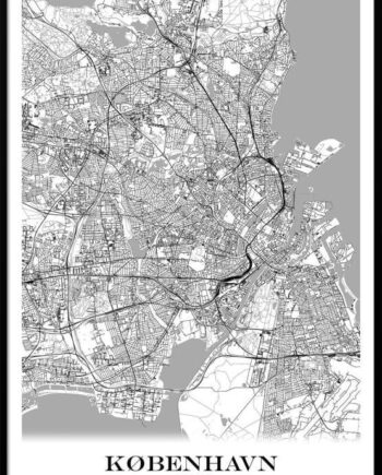 Bykort Plakat København Hvid Baggrund