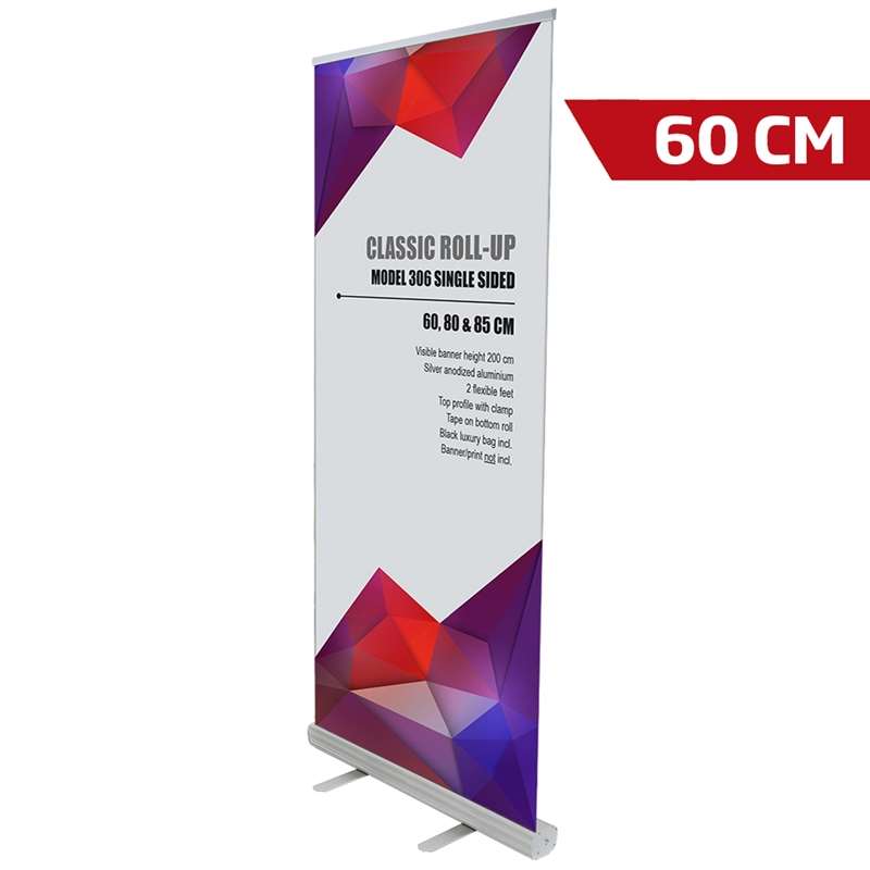 Classic Roll-up Enkeltsidet Alu Sølv 60 Cm Inkl Taske Og Bannerprint