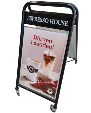 Expo Sign Lux Gadeskilt Med Hjul Og Logoplade  Sort  50   70 Cm