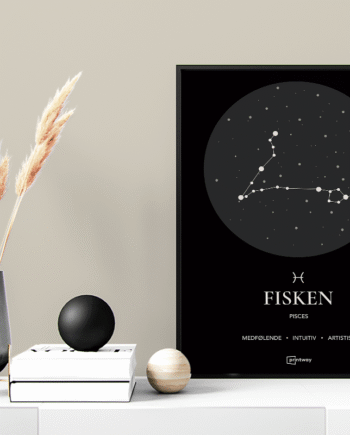 Fisken Stjernetegn Plakat Sort 70 100 Cm  B1