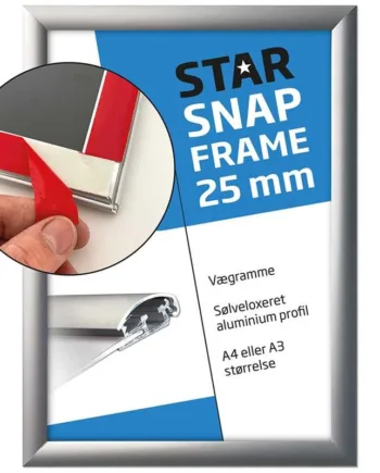 Klapramme Fast-fix  Med Tape På Bagsiden  Alu Sølv  25 Mm