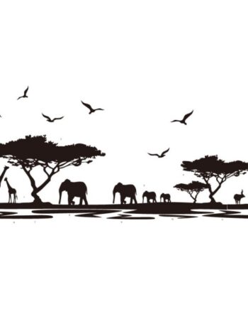 Stor Og Flot Wallsticker Med Dyrene På Savannen  160x75cm