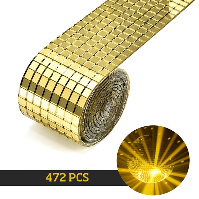 Diy Spejlvæg  Selvklæbende Mini-mosaikfliser   ægte Glas  Mål: 4x30cm  Gold